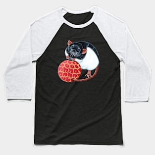 Black Hooded Rat with Bauble Baseball T-Shirt